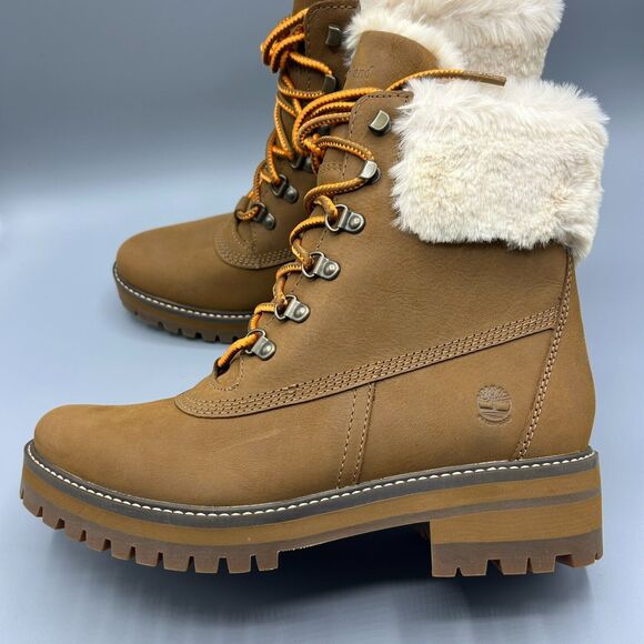 Timberland Courmayeur Valley 6" Faux Fur Warm Lined Boots Size 11 Brown Nubuck - Picture 3 of 7